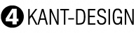 Schwarz-weißes Logo mit der Zahl „4“ in großer, fetter weißer Schrift in einem schwarzen Kreis auf der linken Seite. Rechts daneben steht in Großbuchstaben „KANT DESIGN“ in einer modernen, klaren Schriftart. Das Design ist minimalistisch und schlicht.